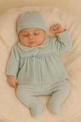 Pack naissanve Jolie nœud centré velours mint style 5 pcs